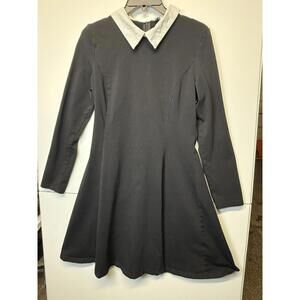 Wednesday Addams Slater Dress by Aphratti Black Long Sleeve Mini Fit And Flare